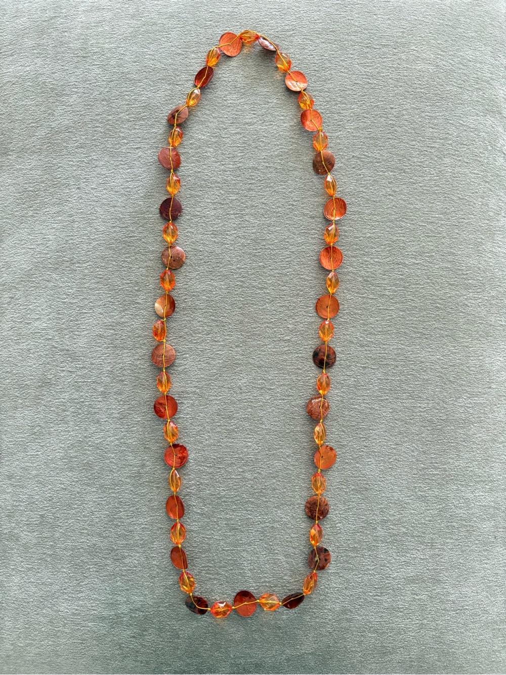 Amber Orange Beaded Women's Necklace - Elegant Layered Style